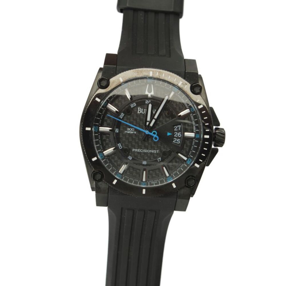 Bulova Mens Black Stainless Steel Precisionist C960944 Quartz Watch 47mm